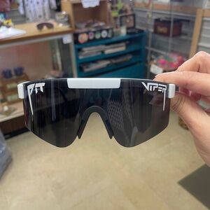 Viper Shield Sport Sunglasses - Black with White Accents